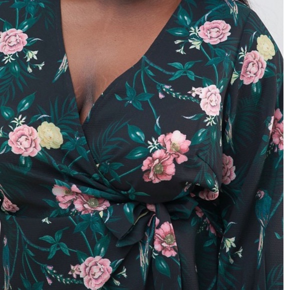 Fashion Union Plus Wrap Top In Romantic Floral - Picture 3 of 4
